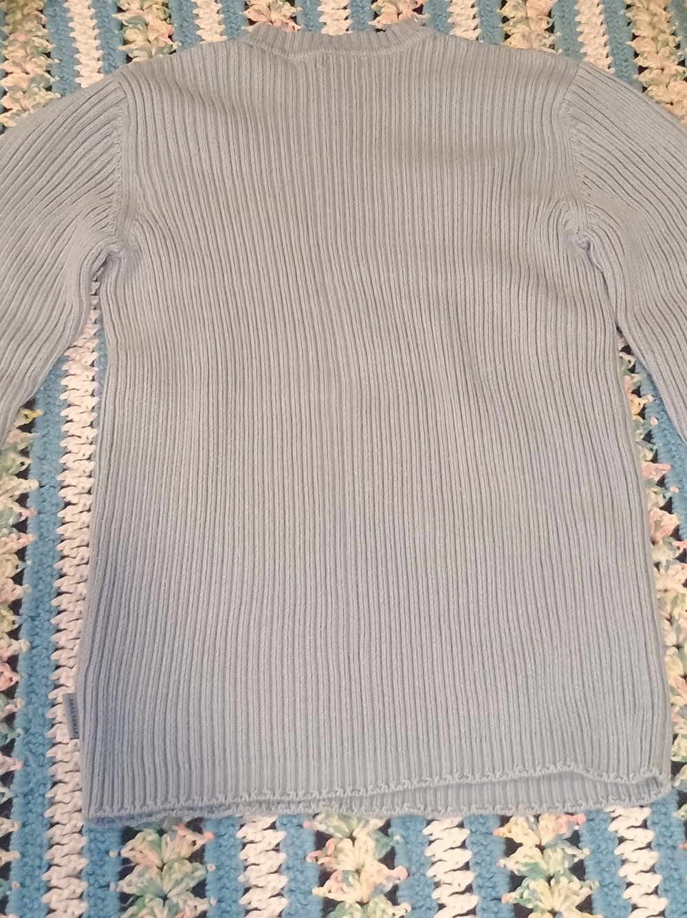Structure Light Blue Ribbed V-Neck Sweater - Picture 2 of 4